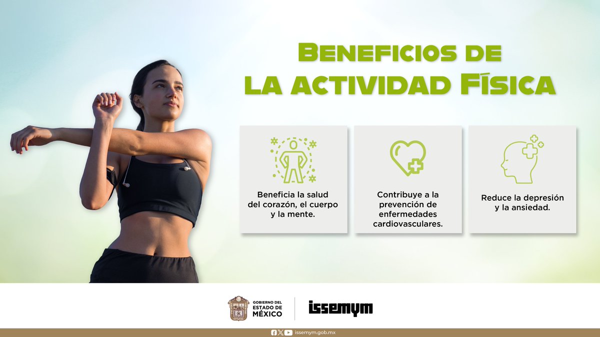 🏃🏻‍♀️La actividad física reduce el riesgo de padecer diversos tipos de enfermedades, así como ayudar a controlar el sobrepeso y obesidad; fortalece los huesos y aumenta la densidad ósea.