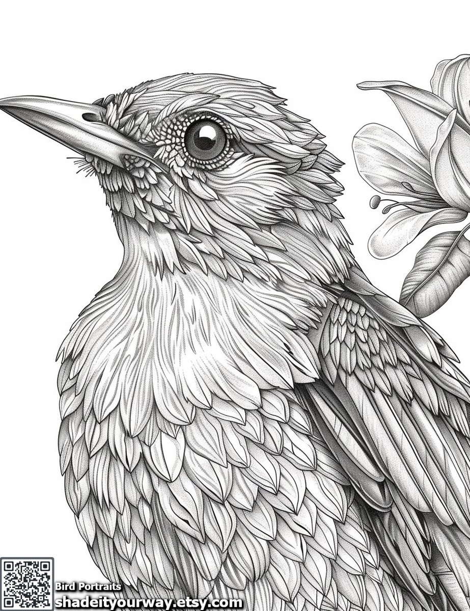 Here is a page from my new book 'Bird Portraits'. Now available on my Etsy shop. Enjoy! shadeityourway.etsy.com

#coloring #ColoringBook #coloringbookpage #Grayscale #adultcoloring #freebies #etsy #EtsySeller #etsystore #love #animal #animals #birds #portrait #wildlife