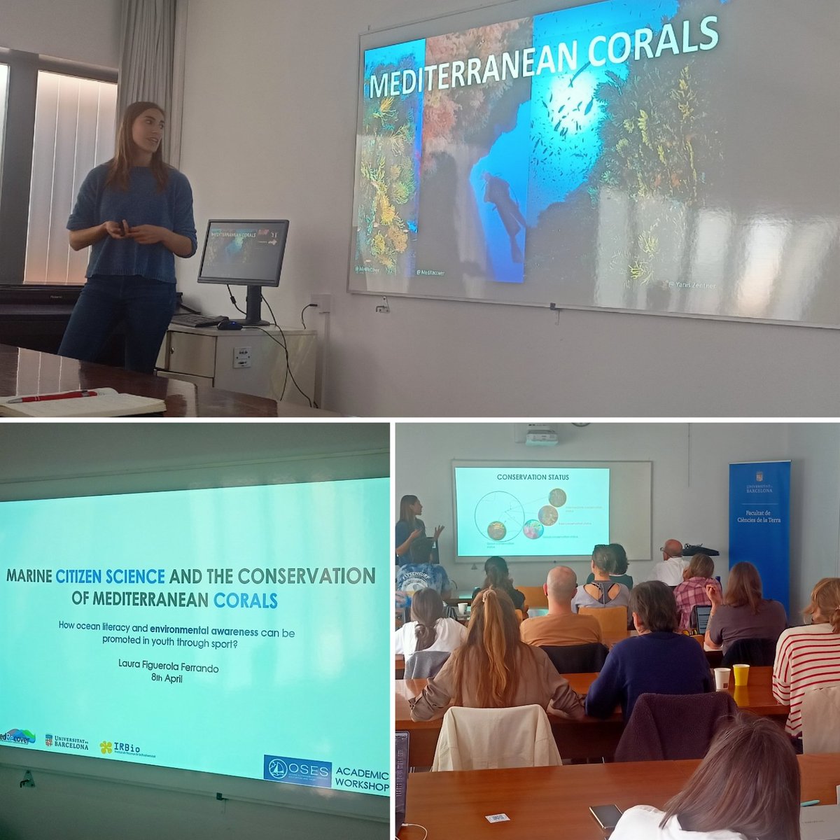 🌊 The OSES workshop continues with a presentation on marine citizen science and the conservation of mediterranean corals by Laura Figuerola from @UniBarcelona. @FiguerolaLaura @Med_Recover #biodiversity