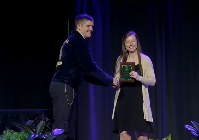 Congratulations to @NebraskaNRCS Soil Scientists Chuck Markley and Rebecca Hodges, who received honorary FFA degrees last week for the much-appreciated work on Nebraska Land Judging competitions. #LandJudging #SoilHealth #YouthEducation #NebraskaFFA