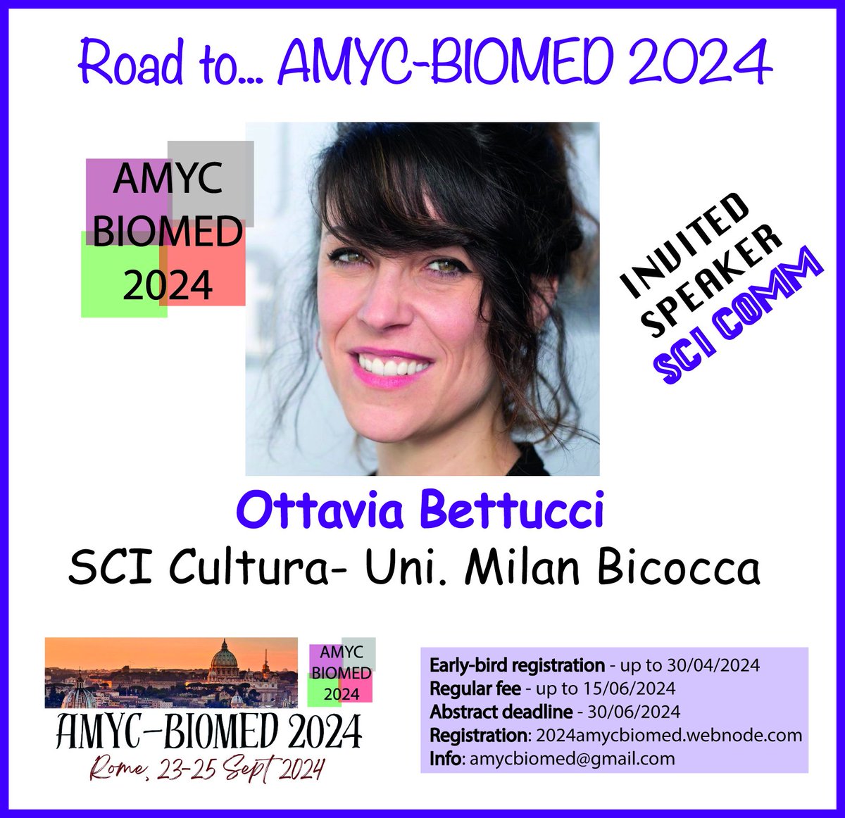 7/7 unlocked invited speaker... @ottaviabettucci is the last but not the least (neverrrrr) announcement! See you in Rome!! @scicultura Register soon... Up to 150 participants only!! 2024amycbiomed.webnode.com