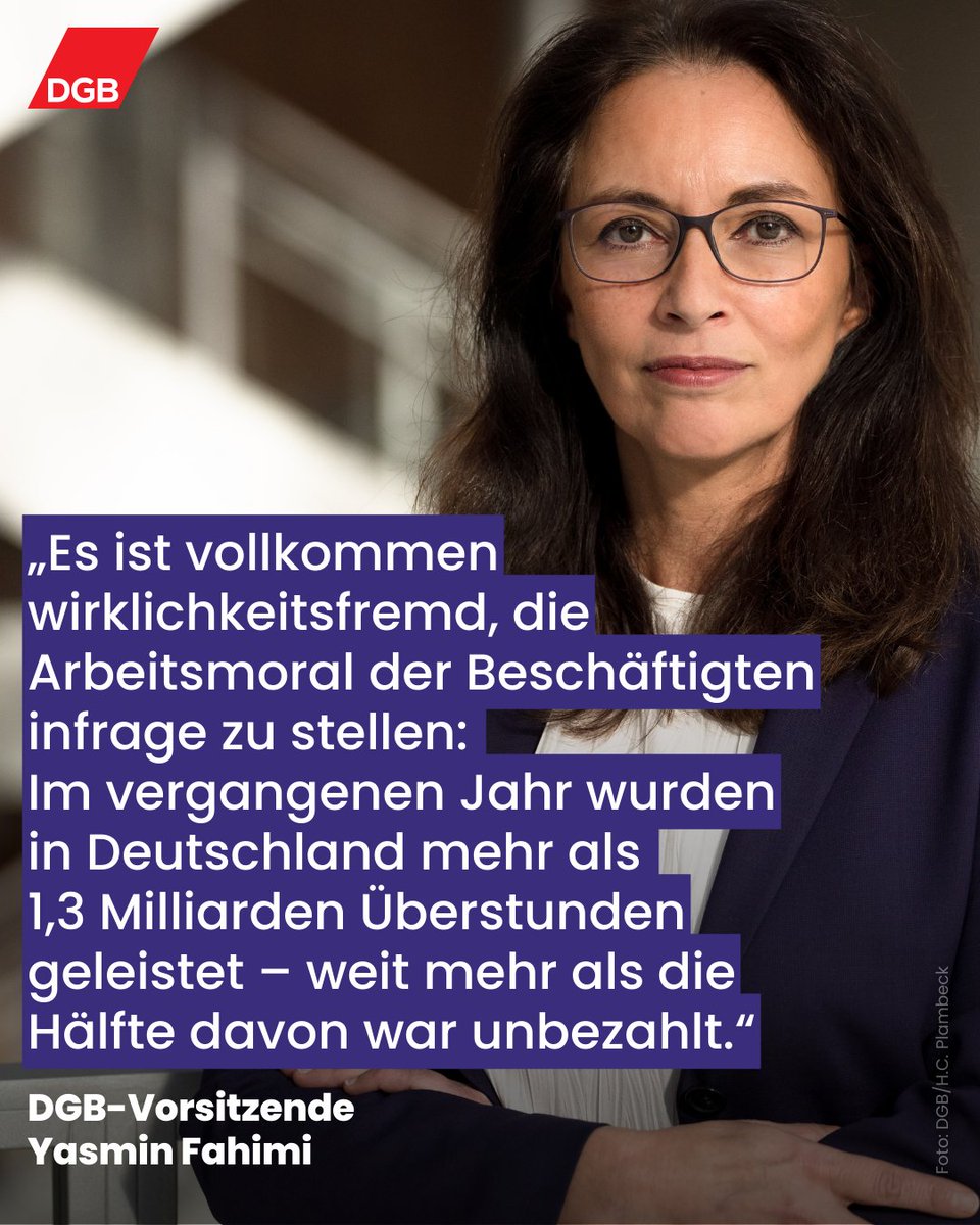 Wir empfehlen einen Faktencheck, Herr Minister @c_lindner: Das Problem ist nicht die Arbeitsmoral der Beschäftigten, sondern der Berg an unbezahlten #Überstunden. Darüber müsste es einen Aufschrei geben. #DGB @fdp @fdpbt @BMF_Bund