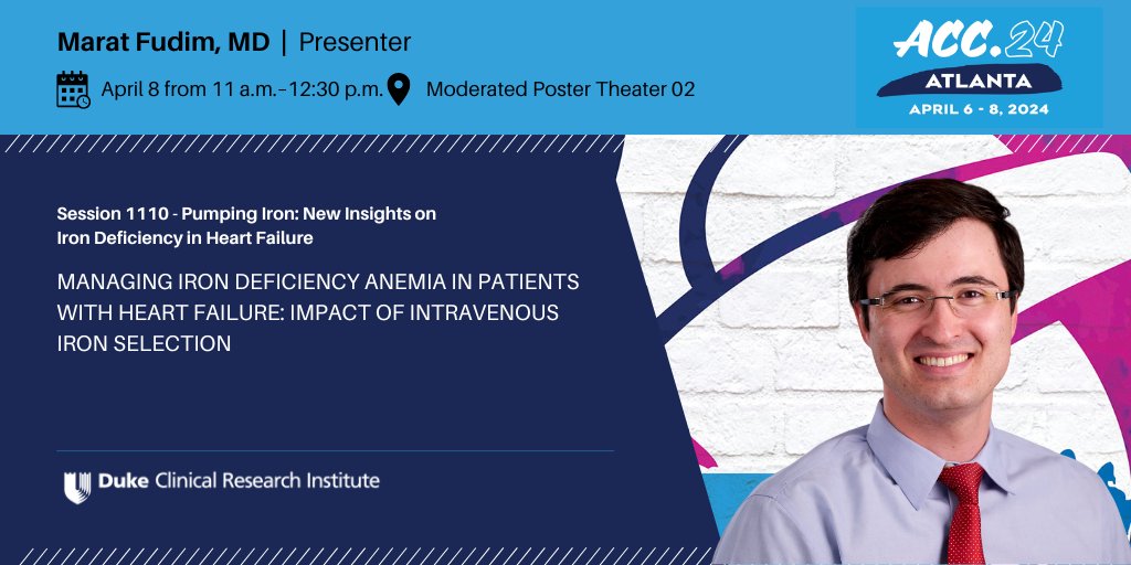 In 15 minutes at #ACC24, @FudimMarat addresses findings related to unintentional underdosing in anemic patients receiving IV infusions.