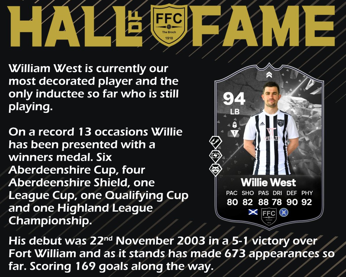 Day 4 and today's Hall of Fame reveal is our most decorated player and current captain, Willie West! Remember you can join us in the Broch as we formally recognise Willie at our HoF Dinner on Fri 3rd May - contact events@fraserburghfc.co.uk before it’s too late!