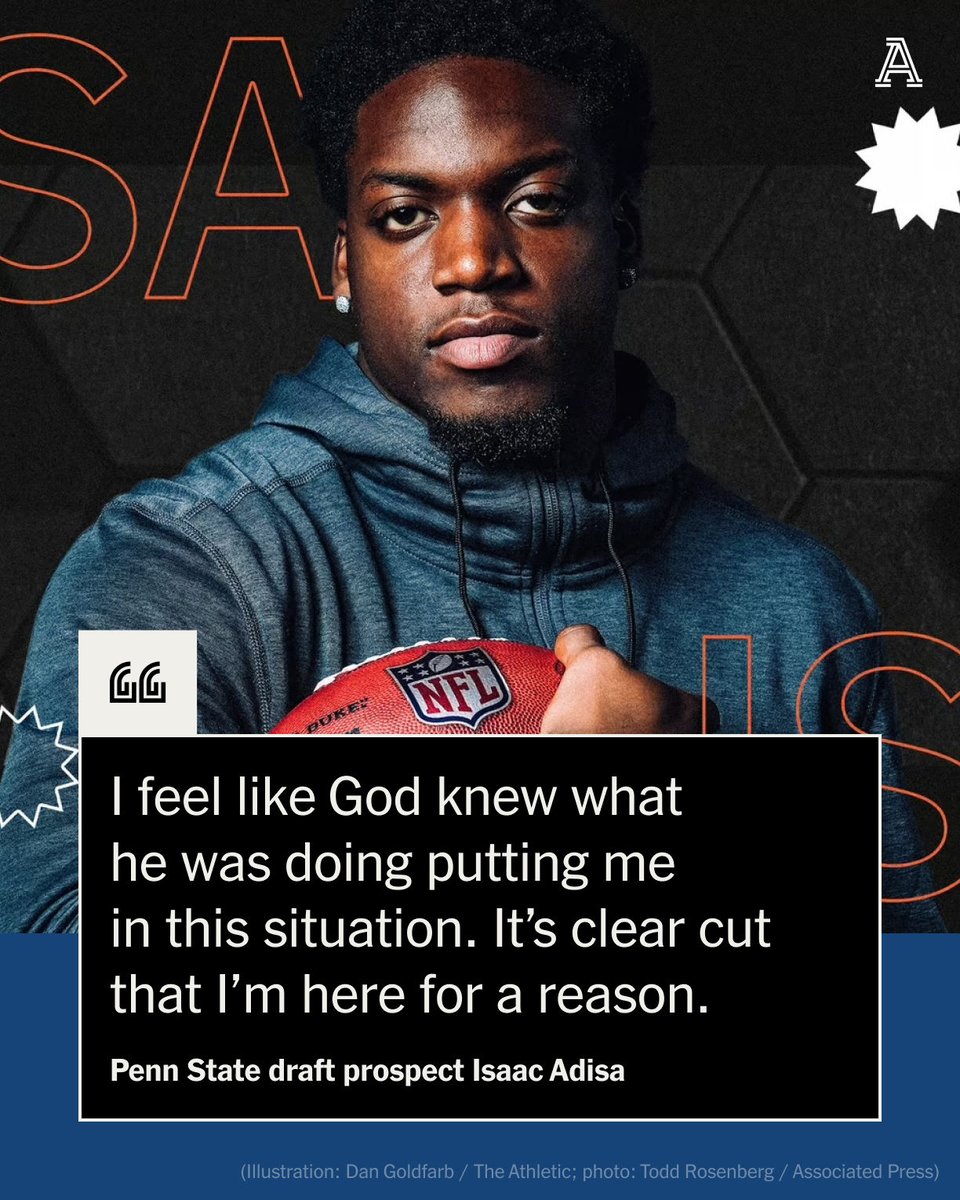 Adisa Isaac, who helped his mother raise three siblings with developmental disabilities, is on the verge of changing their lives again when he is drafted this April. The Penn State prospect is unlike any other. It starts with his heart. ✍️ @danpompei theathletic.com/5385230/2024/0…