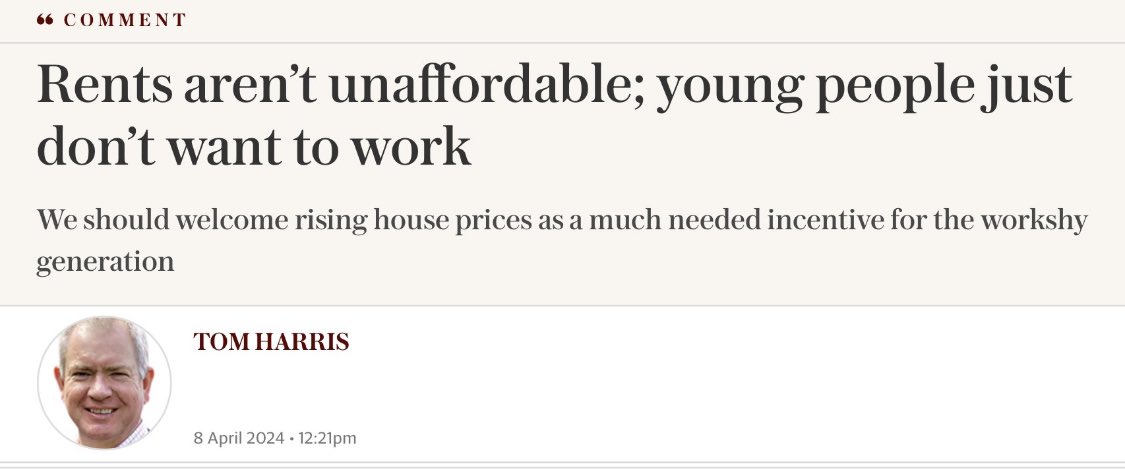 My dad was a fireman, mum was a teacher. They could afford a 4 bed family house in suburban Manchester. Today those people simply can’t, because the price/wage ratio is so unbalanced. “Just work harder” is a shameful cop out.
