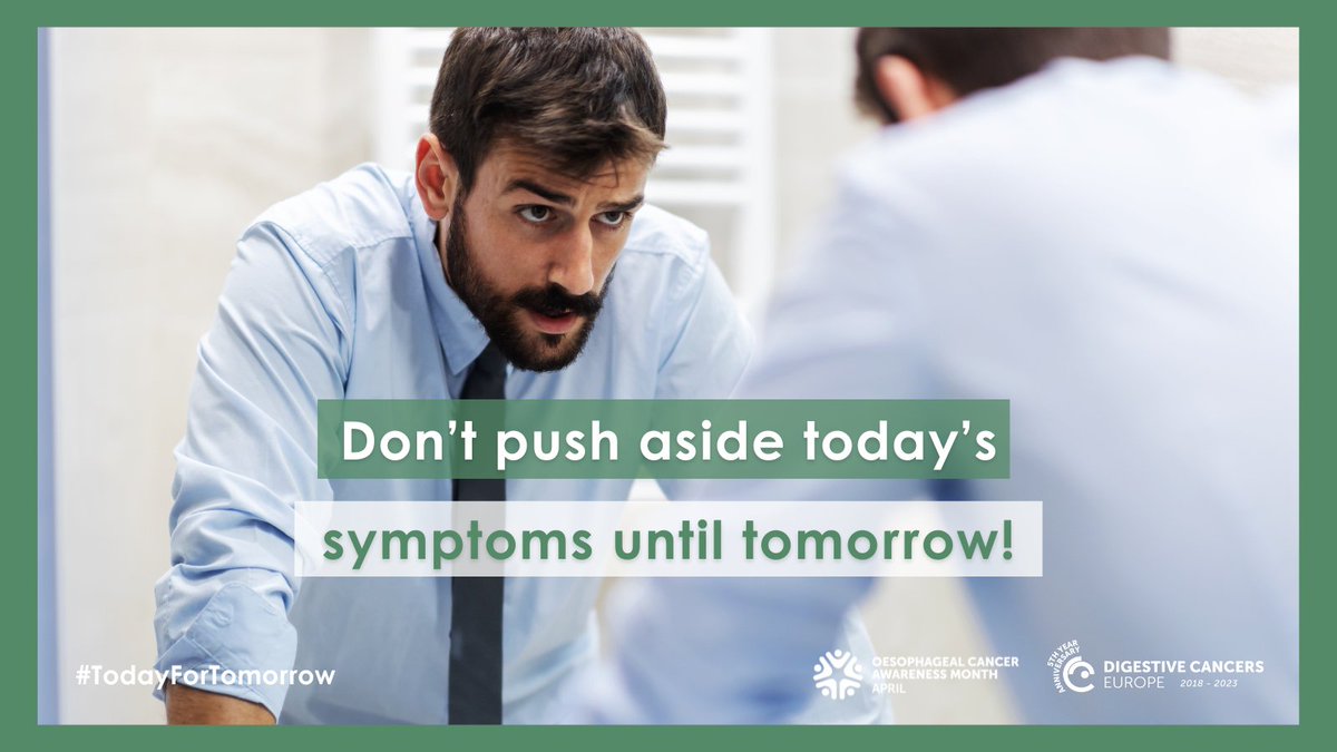 #OesophagealCancer can develop over many years and too often, the symptoms can remain relatively mild or sometimes even unnoticeable until the disease has advanced. Speak with your doctor about symptoms you are experiencing. 👉 digestivecancers.eu/oesophageal-ca… #TodayForTomorrow