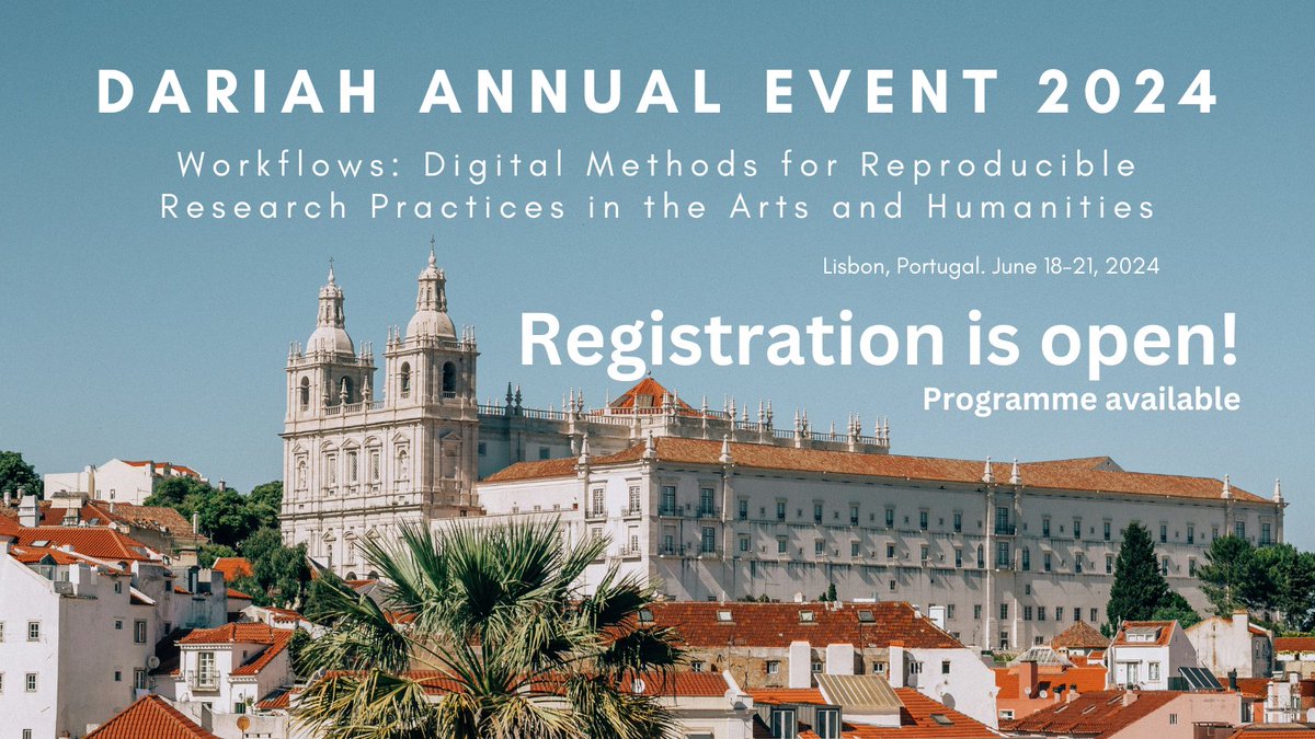 ⚡️#DARIAH2024 - Registration is open! This year's @DARIAHeu Conference will explore the topic of 'Workflows' in arts & humanities research from a technical, methodological, infrastructural & conceptual point of view. Programme & registration: 👉annualevent.dariah.eu