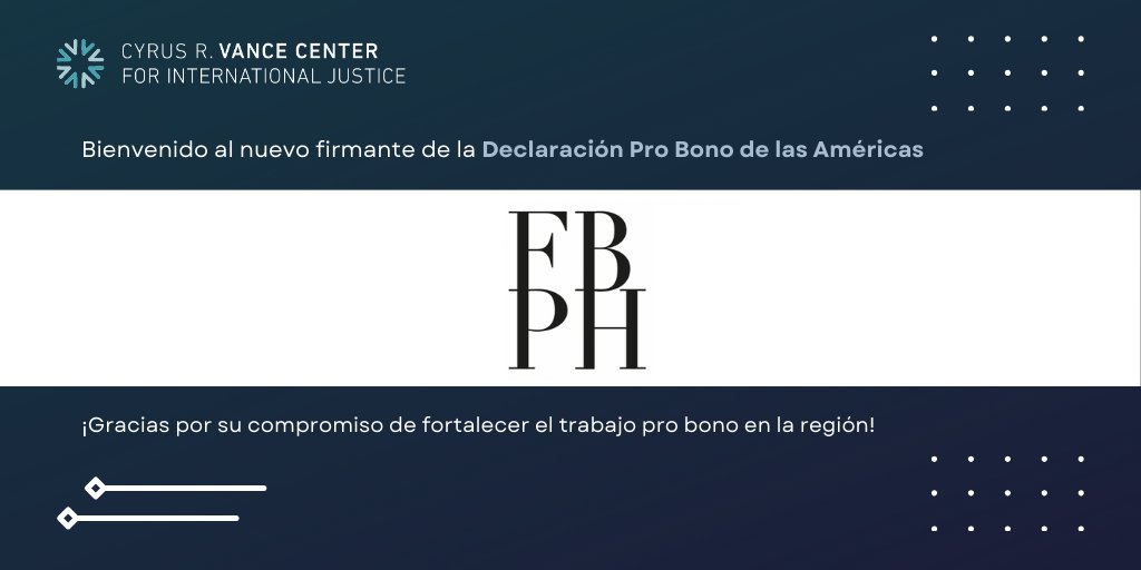 Nos complace dar la bienvenida a @fbphlawec en #Ecuador como nuevo signatario de la Declaración Pro Bono de las Américas #PBDA. ¡Gracias por su compromiso de fortalecer el trabajo #probono!