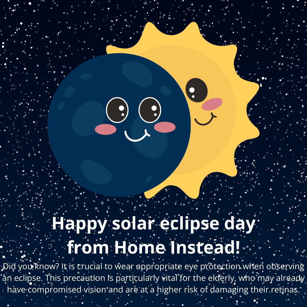 HomeInstead411's tweet image. Happy solar eclipse day!

#SolarEclipse2024 #solareclipse #homeinstead