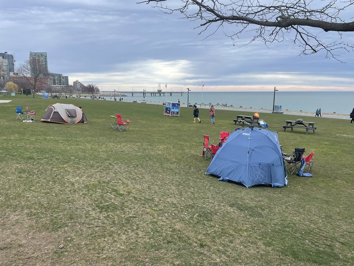 A few tents are popping up in Spencer Smith Park, full of families who arrived early for the #Eclipse #BurlON