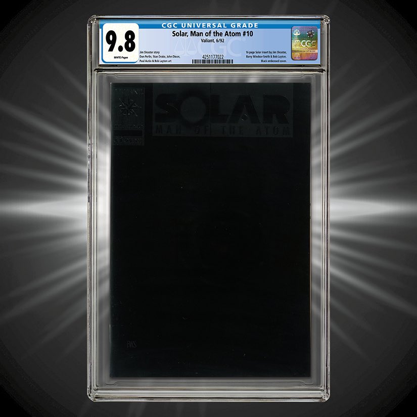 Like a showdown between the #Sun 🌞 and #Moon 🌝 today marks the next #SolarEclipse. To avoid injury (or painful acquirement of eye-based powers) 🕶️ throw on your goggles before looking at this copy of Solar, Man of the Atom #10 graded CGC 9.8! cgc.click/94s 🌒