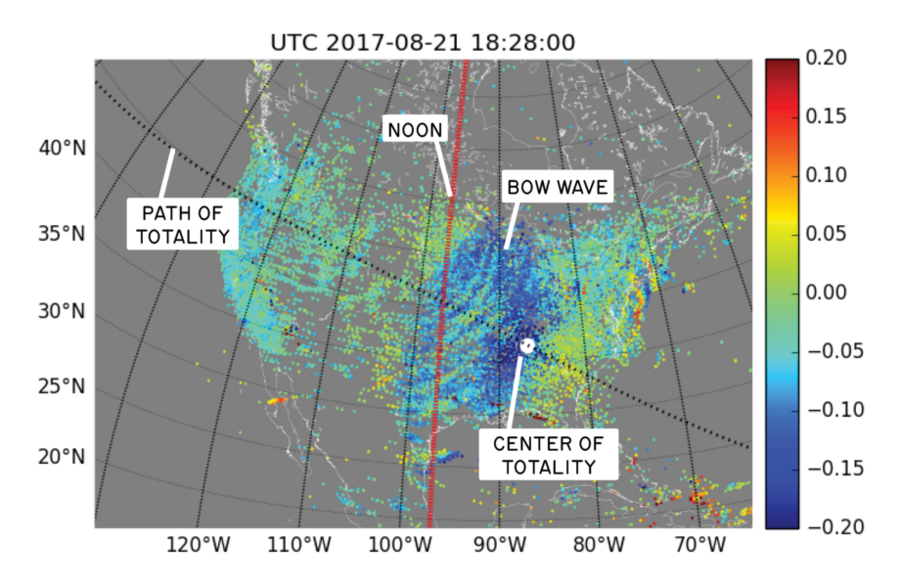 PRNPool's tweet image. Solar Eclipse to cause Bow Wave of disturbance through the Ionosphere as shown by 2017 MIT study. Total Electron Content (TEC) over the #RockyMountains maybe related #SolarEclipse #BowWave #MIT #WeatherModification #HayStack 

news.mit.edu/2018/solar-ecl…