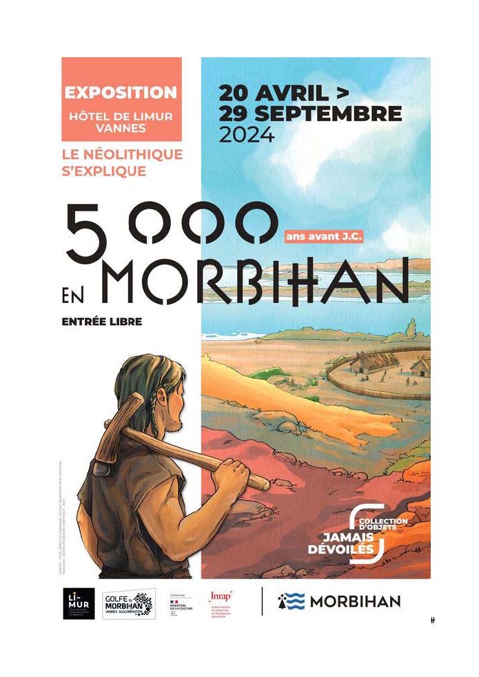 [🧐À voir] Envie de partir en voyage au cœur de la vie quotidienne des populations néolithiques ? L'exposition '5000 ans avant J.-C. en Morbihan, le Néolithique s'explique' s'ouvre au Ciap Limur de @GMVagglo le samedi 20 avril 👉inrap.fr/5000-ans-avant…