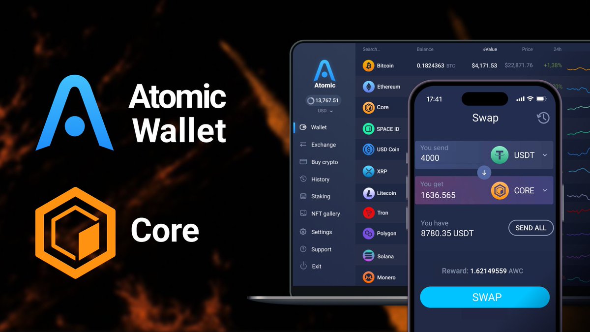 $CORE is available to manage & trade for 5M @AtomicWallet users! @Coredao_Org is a Bitcoin-powered layer-1 blockchain for EVM-Compatible smart contracts.