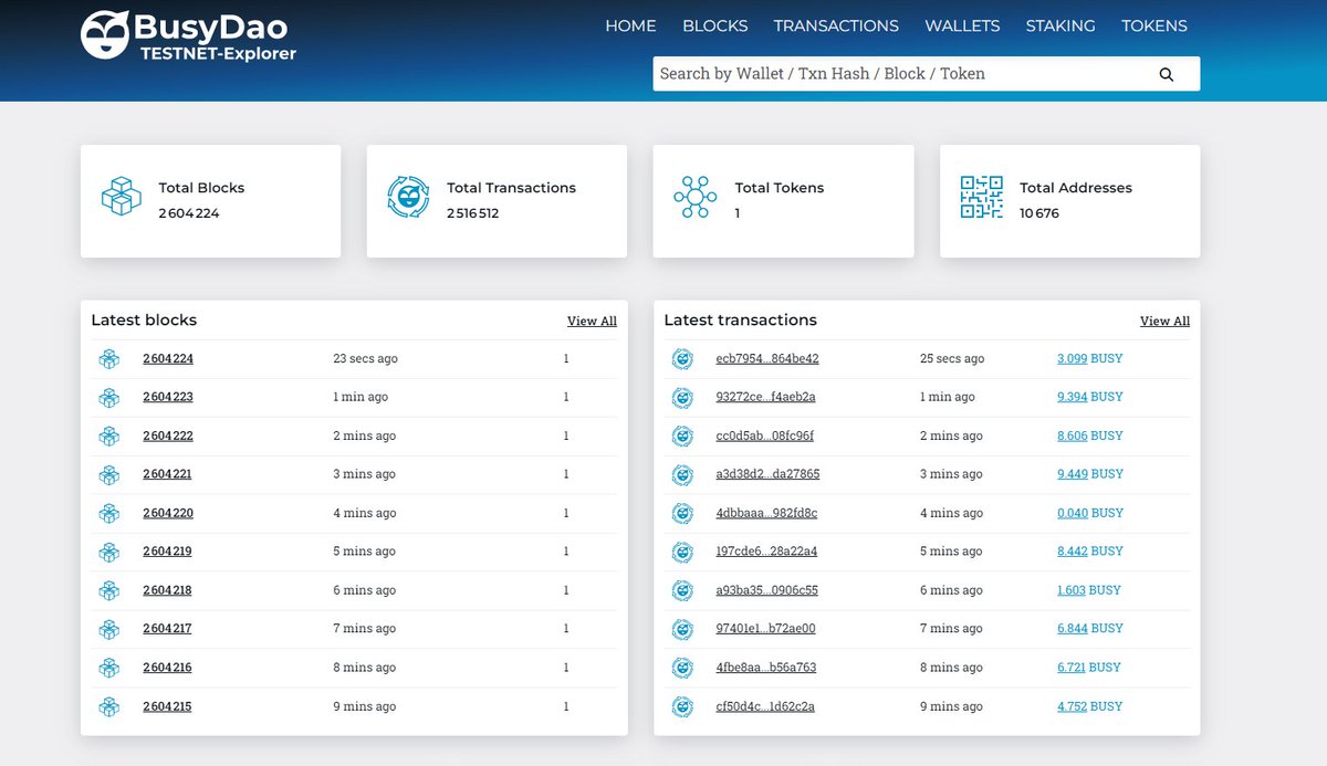 Did you know ❔

BusyDAO ( $BUSY ) has its own #blockchain explorer (Testnet)❔

Take a look▶️
explorer.testnet.busydao.io/dashboard