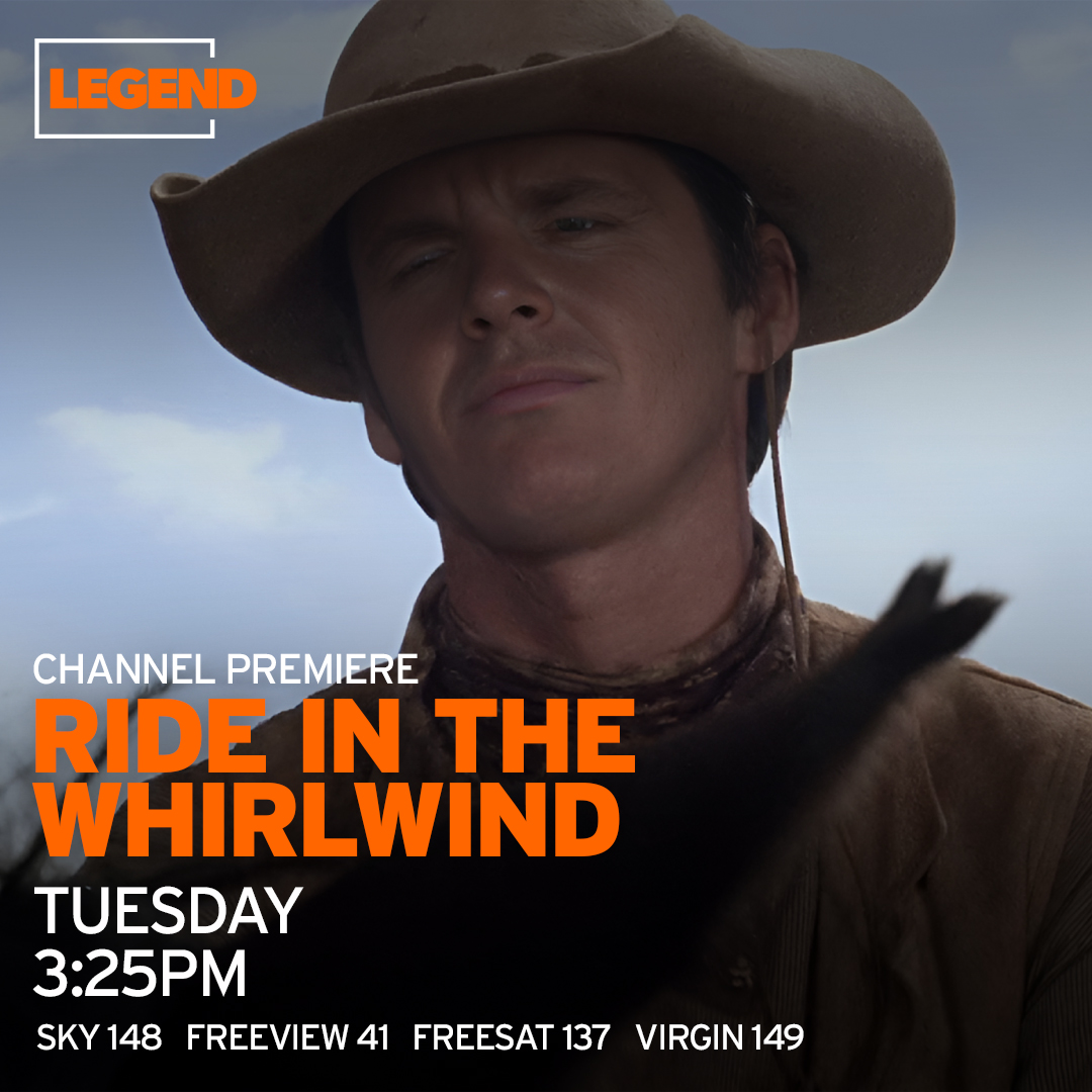 Jack Nicholson and Harry Dean Stanton saddle up, journey to the wild west and Ride in the Whirlwind. Join them at 3:25pm. @FreeviewTV 41, @freesat_tv 137, @skytv 148, @virginmedia 149.