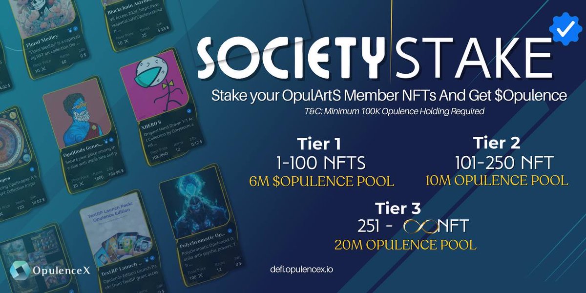 crytoniper1's tweet photo. Stake your #NFT on #OPXMarketplace 💯. 
Hold any verified #NFT on #OPXMarketplace and get free daily drop of $Opulence token. Yes, daily drop for all verified #NFTs holder. 🤩

✅ Dont forget to hold min 100k $Opulence token and register your wallet 💯

https://t.co/FJaFds7h9x https://t.co/RmZzCLYAXH