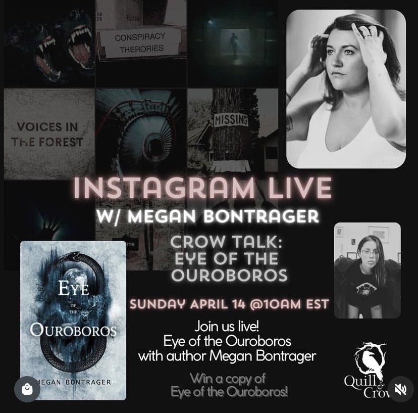 Stole this cool graphic from the @QuillandCrow Insta to let y’all know that we’ll be whooping it up over there on Sunday, April 14 to celebrate the release of EYE OF THE OUROBOROS! They’re letting me yap again, y’all. On PURPOSE. Come on over!