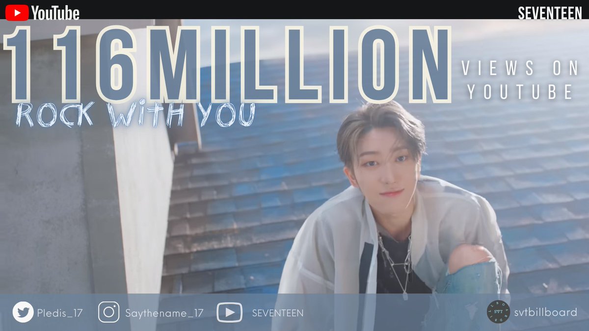 [ROCK WITH YOU VIEWS UPDATE] Current views: 116,045,126 😎 CARATs, Rock with You has reached 116M views on YouTube! Exciting news: RWY is part of the #17_IS_RIGHT_HERE tracklist! Let's keep streaming GOM and make RWY our go-to filler! 🤗 🎥: youtu.be/WpuatuzSDK4?si… #세븐틴…