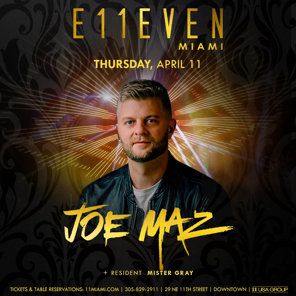 Embrace the week ahead with @JoeMaz at #11miami this Thursday, April 11th! ❤️‍🔥 Tickets & Tables link in bio | 11miami.com #E11EVEN #Miami