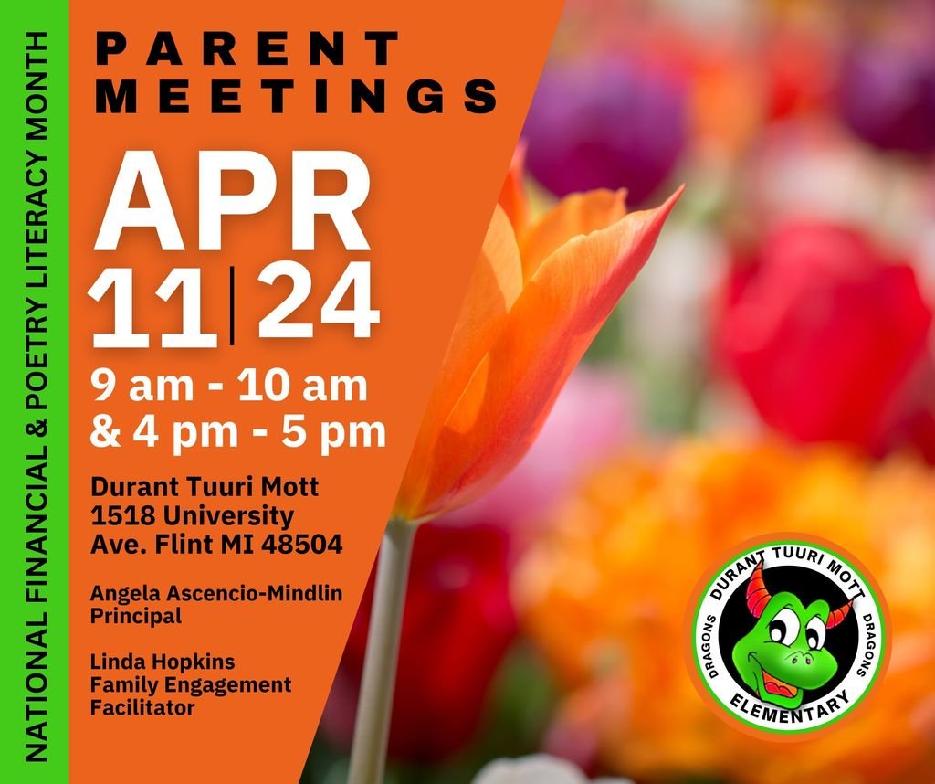 Calling all DTM DRAGONS! April 11 -Join us for an engaging parent meeting packed with updates, resources, and important information! Stay informed, get involved, and empower your child's educational journey. Don't miss out! #ParentEngagement #StayInformed #EducationUpdates