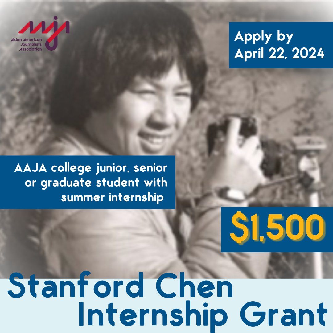 🚨 Deadline extension! Students, have you secured an internship for this summer? The Stanford Chen internship grant offers $1,500 to help pay for living and internship expenses. Apply by Monday, April 22: bit.ly/aaja-stanfordc…