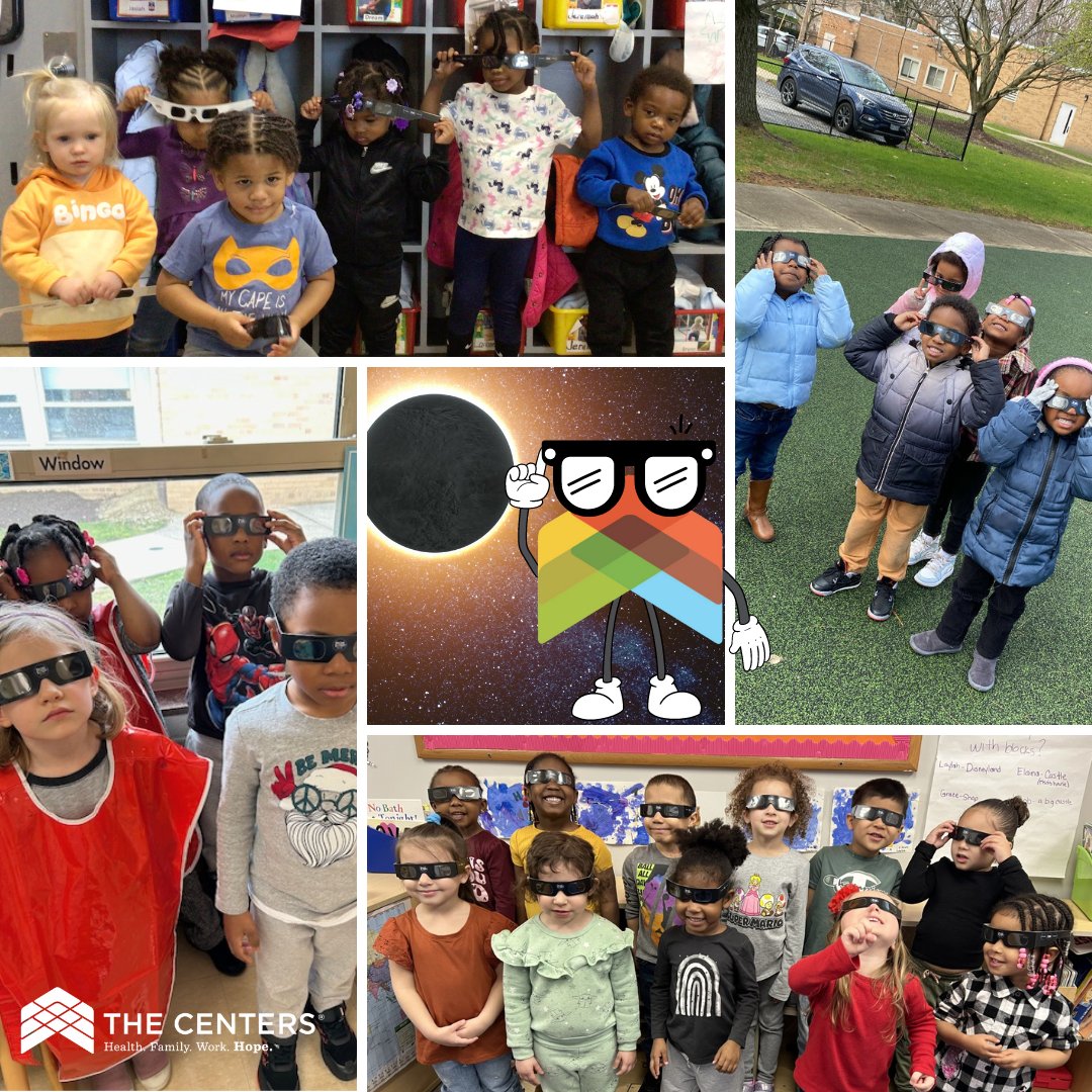 Our Early Learning kids are ready for the Solar Eclipse! Thank you @TheCLE and @CuyahogaLib for providing viewing glasses for our students and their families! **We DO NOT have additional glasses at this time.**