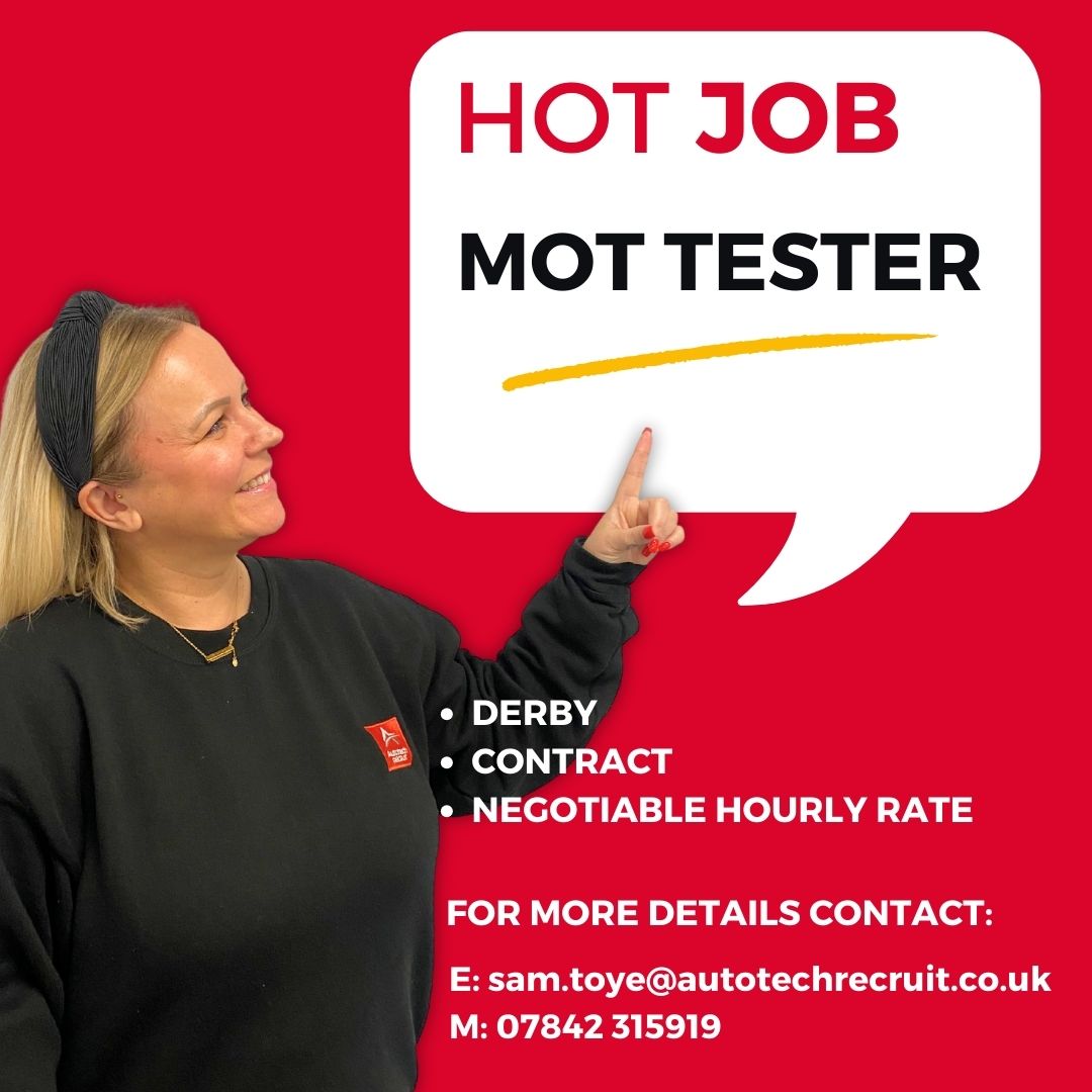 Hot job opportunity - MOT Tester in #Derby! 🔥 ⁠ If you're interested, contact Sam, our Senior Recruitment Consultant, to find out more 🚗⁠ ⁠ ✉️ E: sam.toye@autotechrecruit.co.uk⁠ 📞 T: 07842 315919⁠ ⁠ #JobOpportunity #AutomotiveIndustry #Contract #Freelance #MOTTester