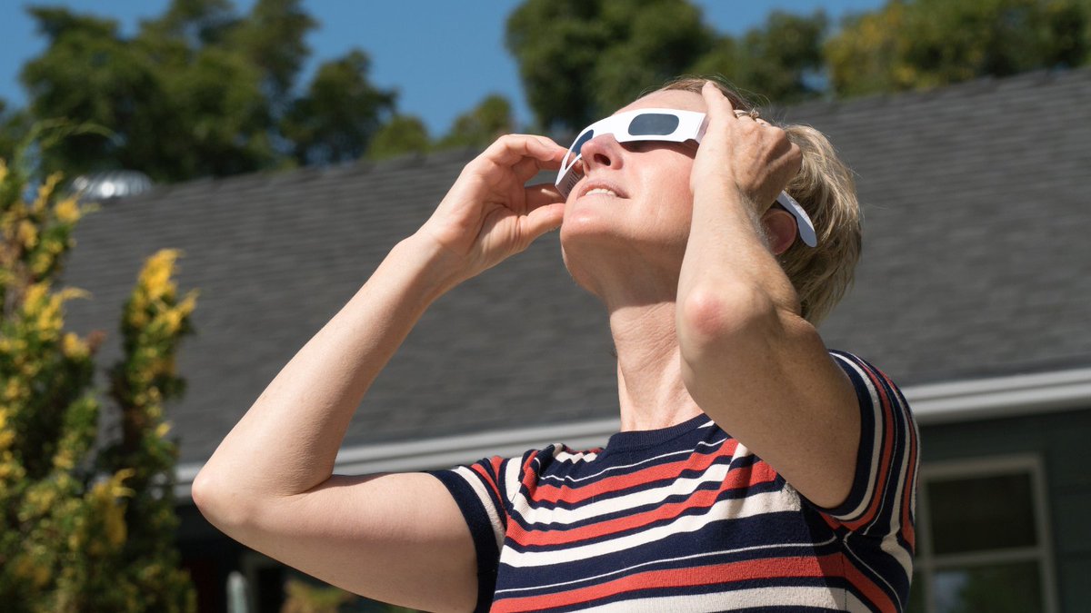 It’s almost time! Looking directly at the Sun is unsafe, except during “totality” when the Moon completely blocks the Sun. Use safe eclipses glasses/viewers before and after totality to protect your eye health.  

Check totality details 👉 bit.ly/48NLbqW.