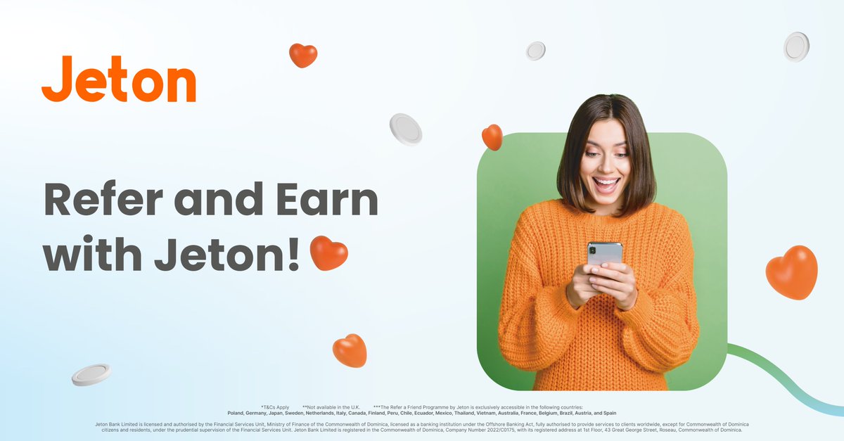 It’s time to Refer and Earn with Jeton! 🧡 👉🏻 Invite your friend 👉🏻 Your friend joins Jeton and makes their first payment to Jeton’s partner merchants* 👉🏻 Earn a sweet Referral Bonus for yourself and your friend The more friends you bring on board, the more you'll earn. There…