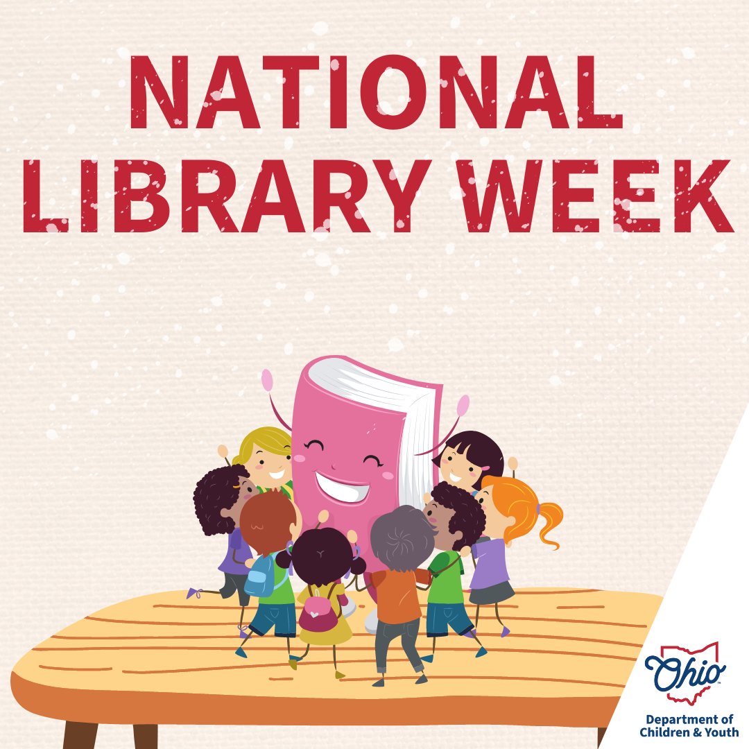 OhioDCY's tweet photo. 📚✨ Happy National Library Week! ✨📚 To all the little bookworms out there, this week is all about YOU! Let's celebrate the magic of reading, imagination, and endless adventures found between the pages of a book. 📖💫 #NationalLibraryWeek #OhioLibraries #AdventureAwaits 🚀🌈 https://t.co/SFYvD5hBJN