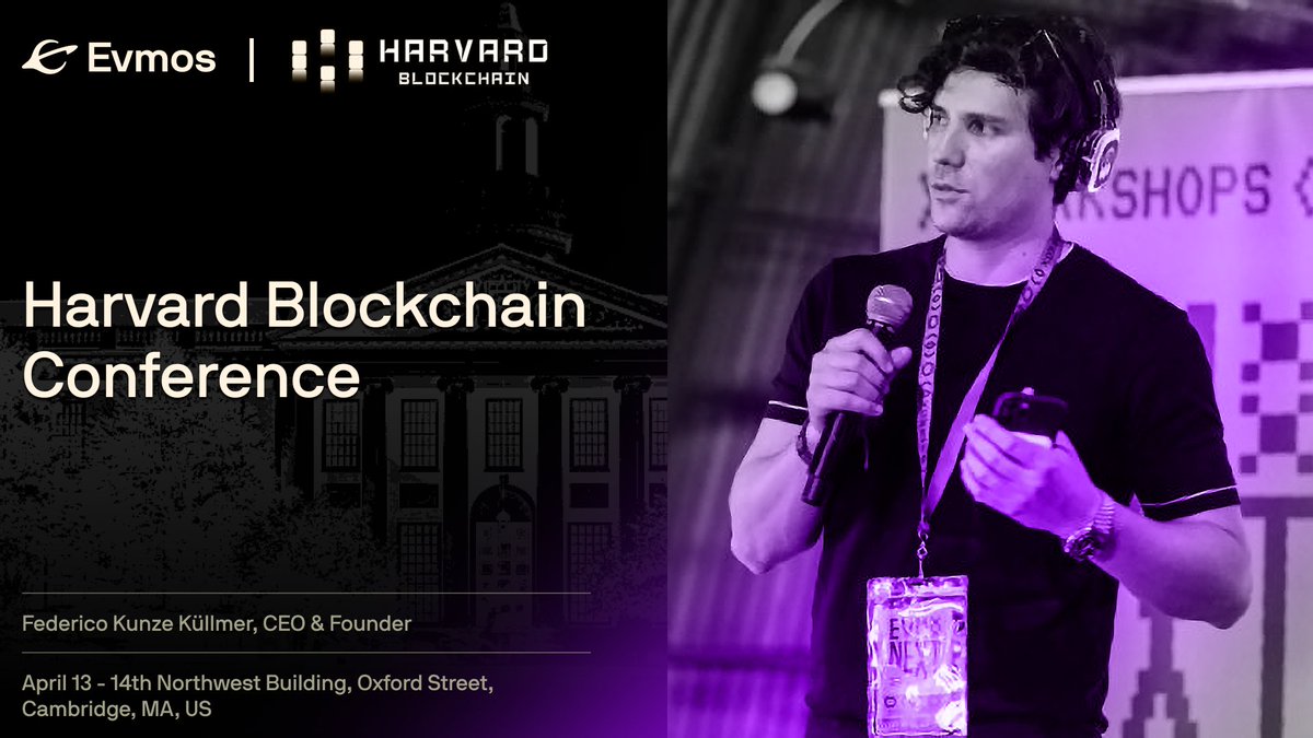 📆 Don't miss out! This weekend, April 13-14, Evmos' Founder @fekunze will be sharing insights at the #Harvard Blockchain Conference @HBSCryptoClub ☄️ 🎓 🚀 Harvard students, secure your spot now! More info ⬇️ harvardblockchainclub.com/conference