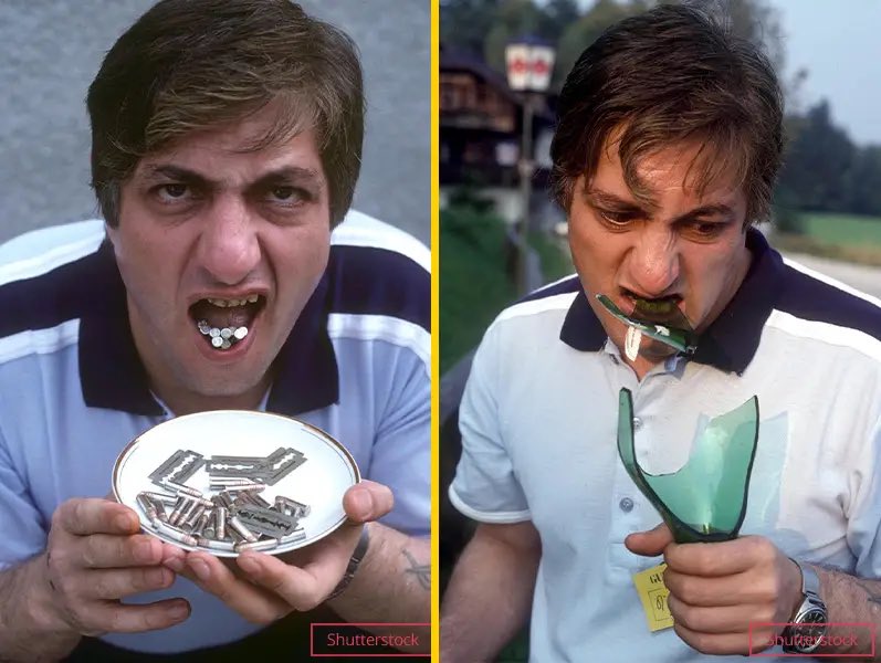 Michel Lotito or Mr Eat All as he was better known, holds the world record for the worlds strangest diet. 

He would eat metal, glass, rubber, and pretty much anything else you put infront of him. He is best known as the man who ate an entire airplane. 

He did this by cutting…