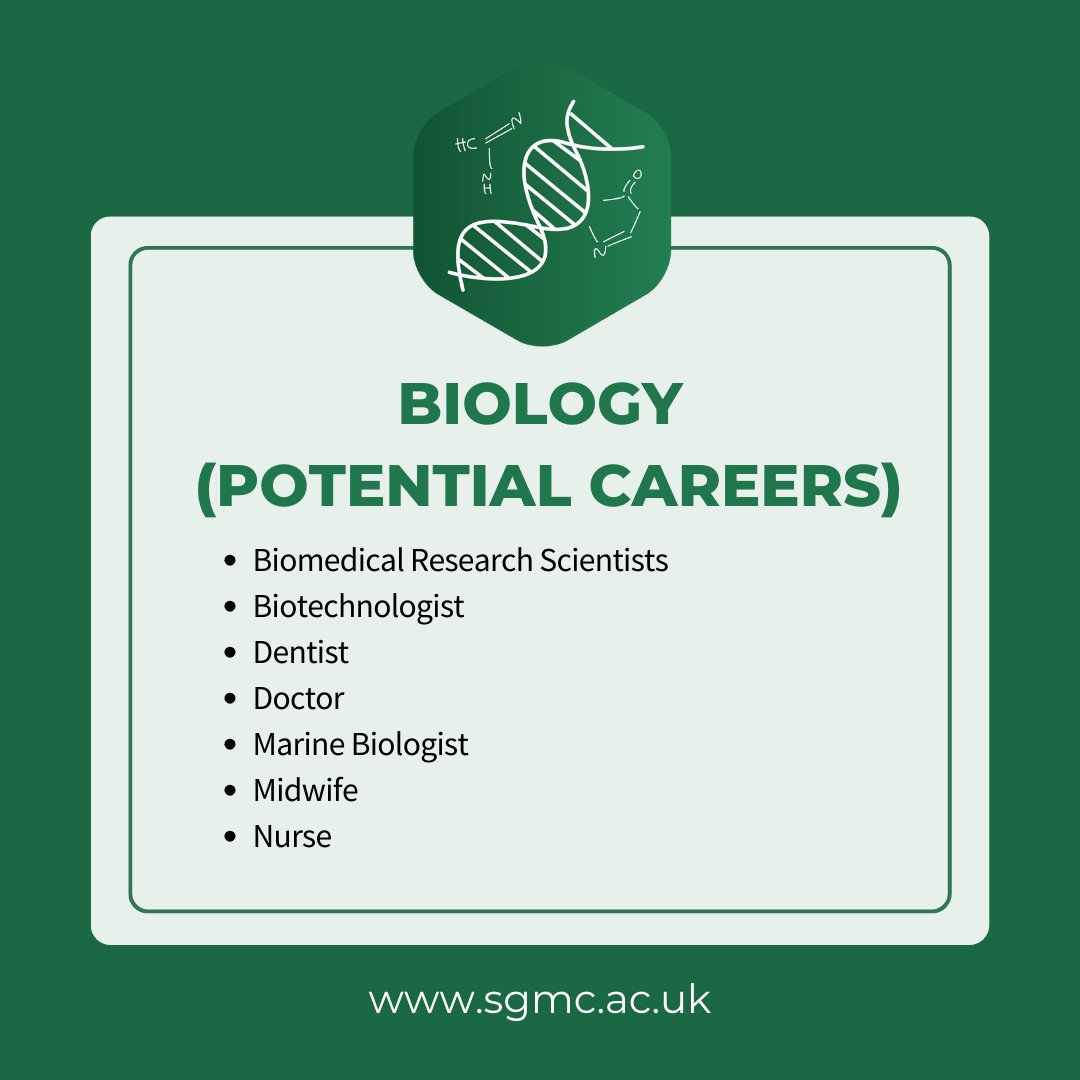 Curious about the career prospects of studying A Level Biology? 🌱 Explore this exciting field and many others by applying now for A Level Biology or one of our diverse range of courses including BTECs and T Levels. Visit apply.sgmc.ac.uk to start your journey! #monoux