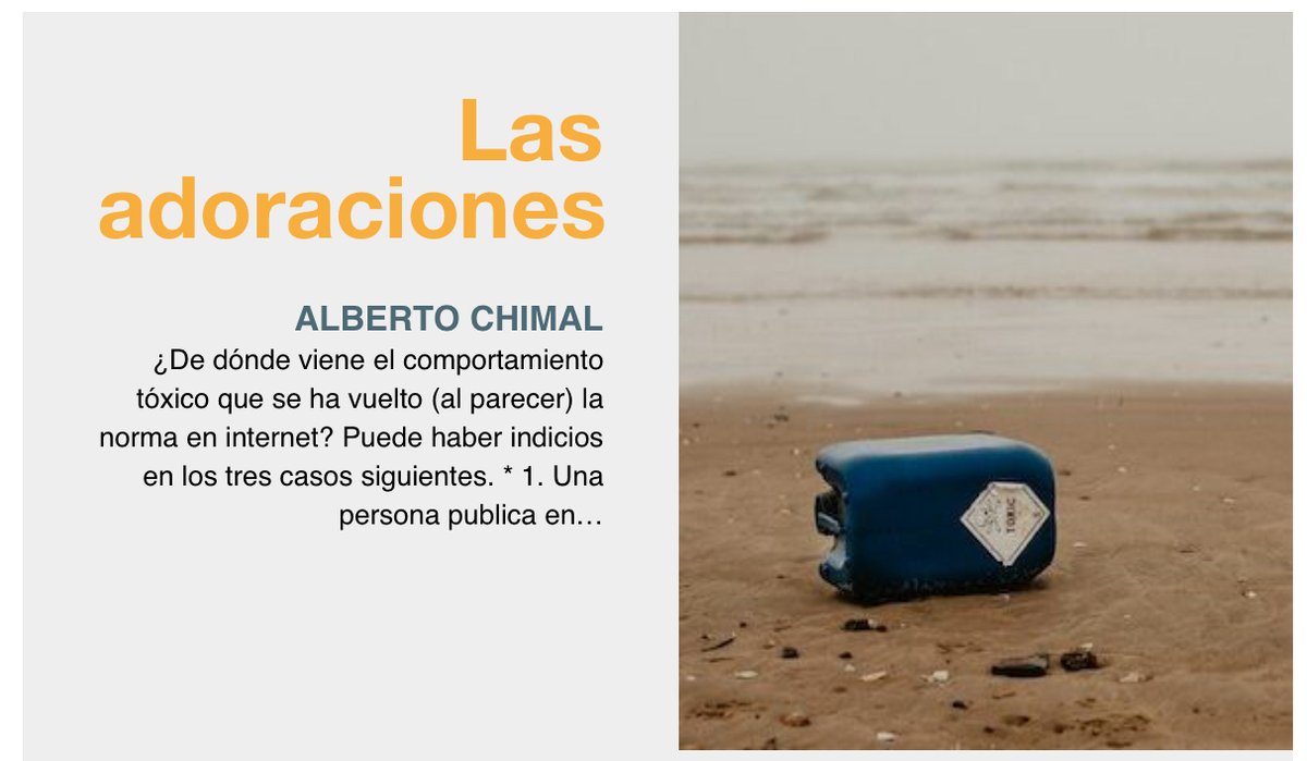 “El potencial para las conductas tóxicas que observamos todos los días […] ya estaba allí hace veinte años. Las celebridades actuales de internet son más agresivas, más cínicas”: @albertochimal literalmagazine.com/las-adoracione…