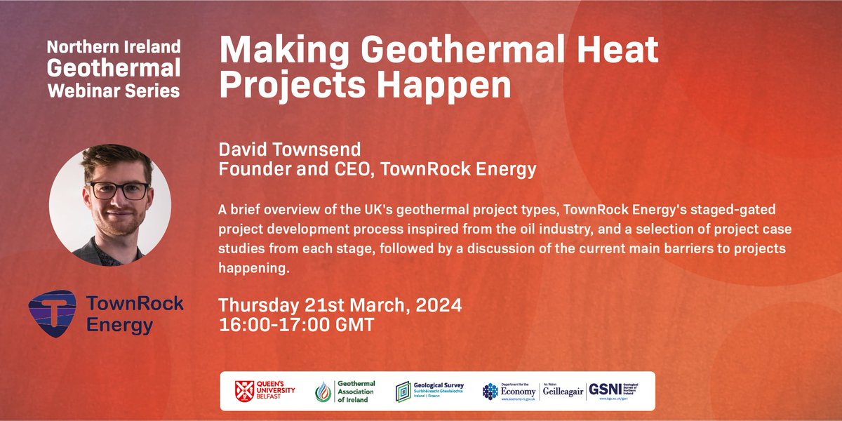 The third webinar in the 2024 Northern Ireland Geothermal Webinar Series is now on the GSNI YouTube channel. David Townsend from @Town_Rock Energy discussed “Making Geothermal Heat Projects Happen”. 🎞 youtu.be/XWLFdoGoFtg?si… #Geothermal