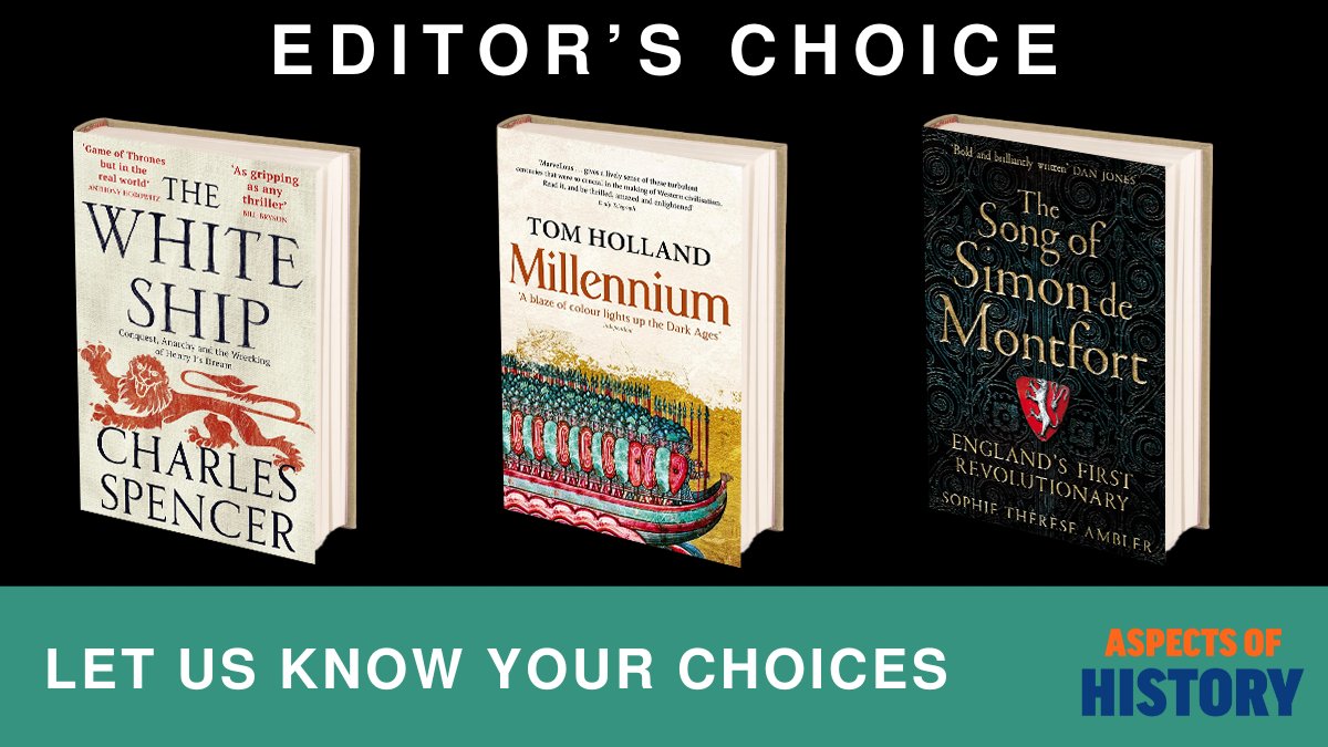 Editor's Choice @olliewcq recommends three books On Medieval history The White Ship, by @cspencer1508 amazon.co.uk/dp/0008296847/ Millenium, by @holland_tom amazon.co.uk/dp/B004WJRTWW/ The Song of Simon de Montfort, by @RG1253 amazon.co.uk/dp/B07L343FLT/ #medievalhistory #historybooks