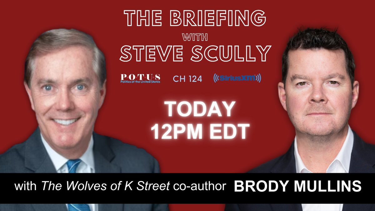 TODAY AT NOON, I'm joining @SteveScully on @siriusxmpotus @SIRIUSXM Channel 124 to discuss 'The Wolves of K Street', @lmullinsdc's and my new book! 📖 a.co/d/dBta5Jz