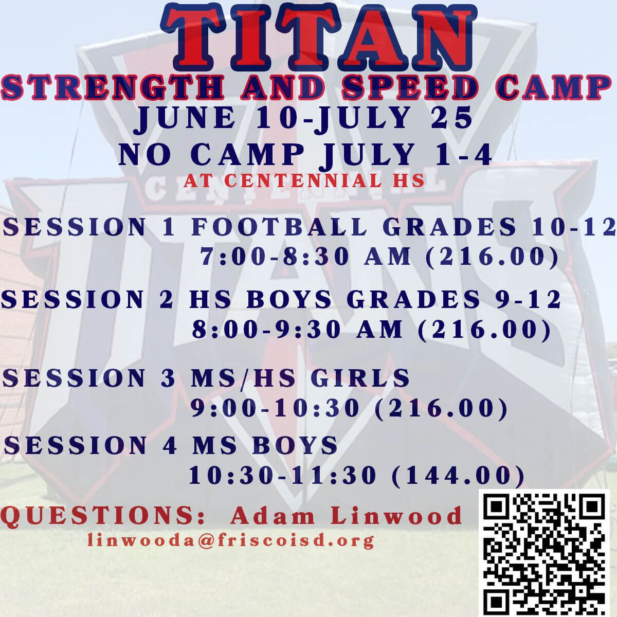 Titan Summer Strength & Speed Camp is near 👣 !! Can’t wait to see ALL of you June 10th!! 🔥 Any questions, contact Coach Linwood. Information is listed below!! #summercamp 🏈 #titanmade 😤