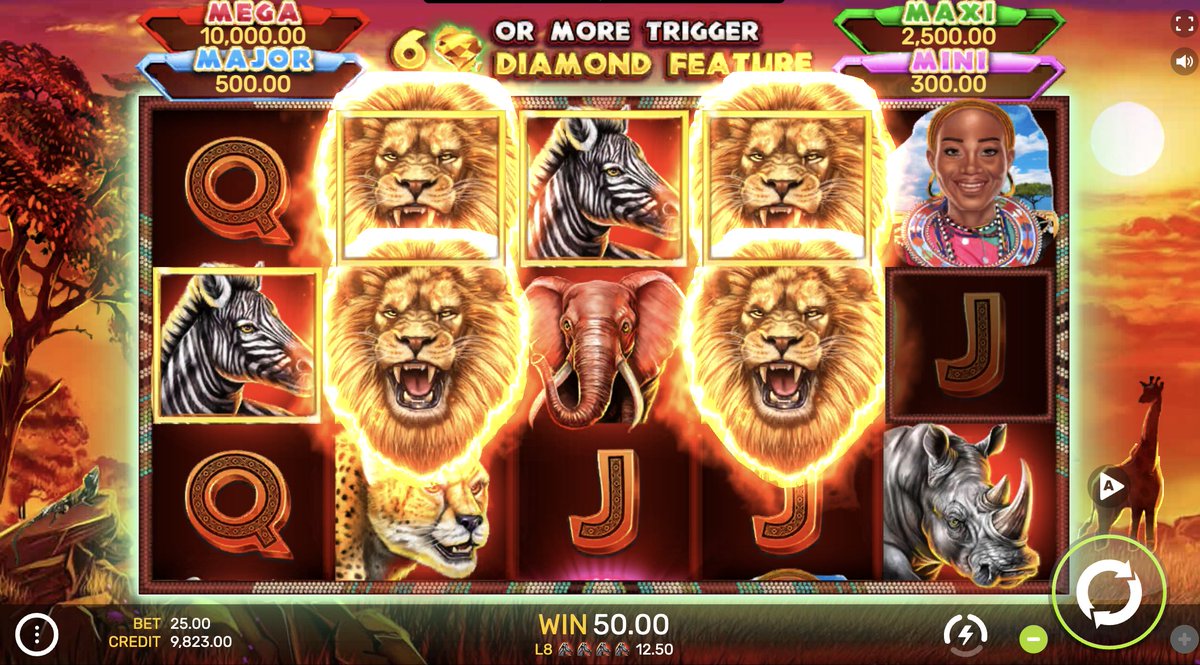 HustlesCasino's tweet image. 👑 Roar into the wild with Hustle's Casino's Diamond King slot, where the Lion King reigns supreme! 

🦁 Trek through the safari-themed reels &amp;amp; chase the roar of big wins in this #OneGame masterpiece!

Try your luck now!
hustlescasino.com/game/5692/diam…

#DiamondKing #SafariSlots