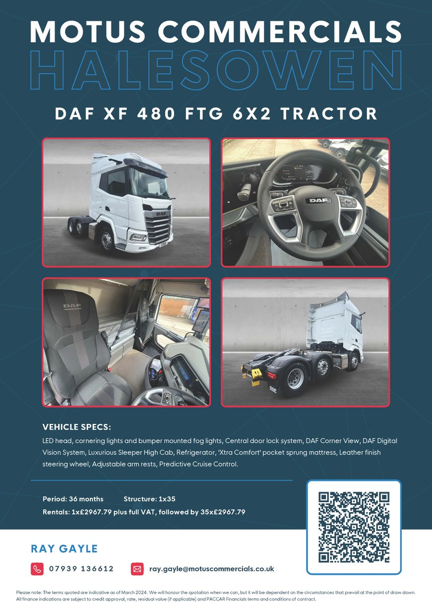 In stock and ready to go! 👀 Check out this STUNNING unregistered DAF XF 480 FTG tractor unit! 🤩🛣️ Text MOTUS TRUCK to 66777 for more information! 🚛 #UnregisteredDAF #DAFXF #DAFTrucksUK #MotusCommercials