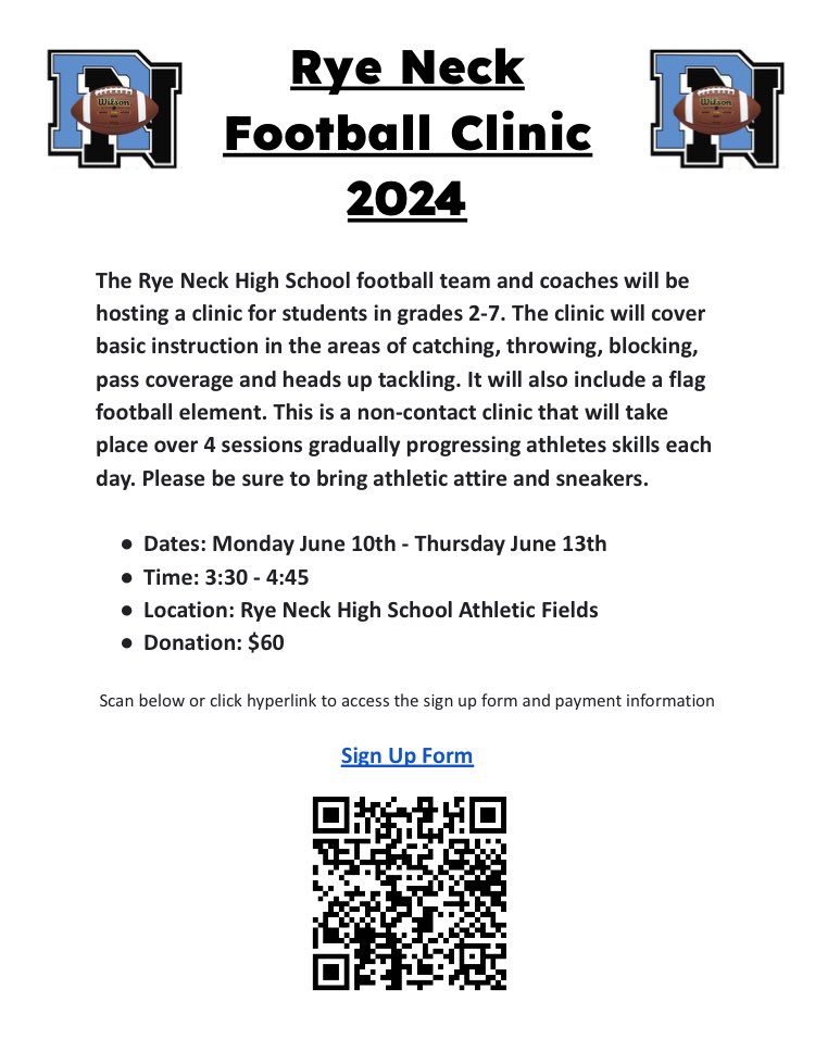 Youth football clinic in June!