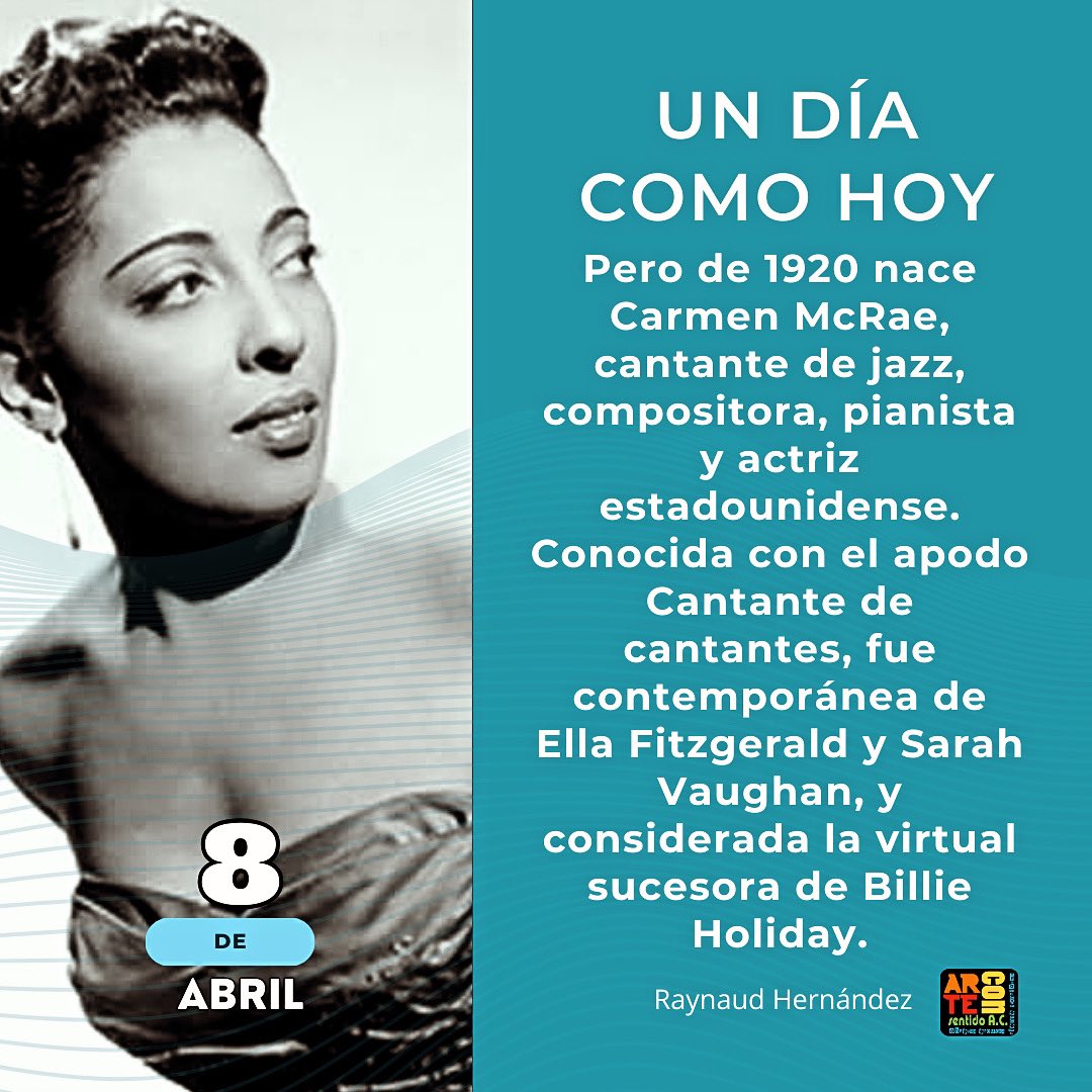 ⭕️¿Sabias que? Un día como hoy Pero de 1920 nace Carmen McRae.‼️ #raynaudhernandez #jazz #jazzmusic #jazzmex #jazzmexicano #jazzmexico #jazzhistory #carmenmcrae #jazzvocal #jazzvocalist @carmenmcraeofficial