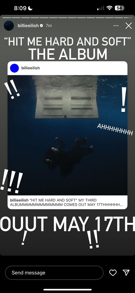 theeeeejac's tweet photo. Billie Eilish announces 3rd Album to come May 17th 😱😱😱 https://t.co/hxXwv5l2Hh