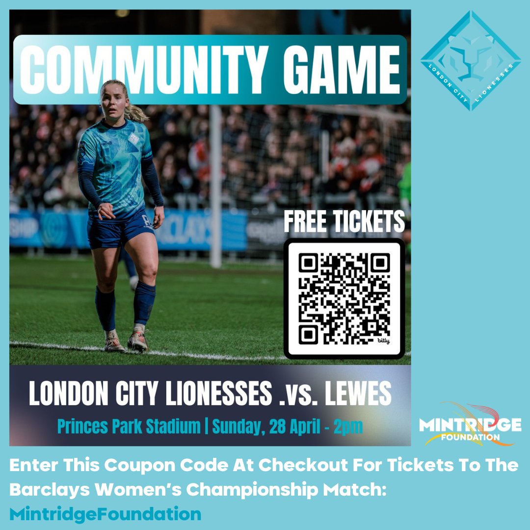 We cannot wait for our fun filled day at @LC_Lionesses when they take on @LewesFCWomen in the @BarclaysWC ! Would you like to join us too? There are free tickets available via the link below: londoncitylionesses.com/event-details/… SIMPLY ADD 'mintridgefoundation' at checkout.