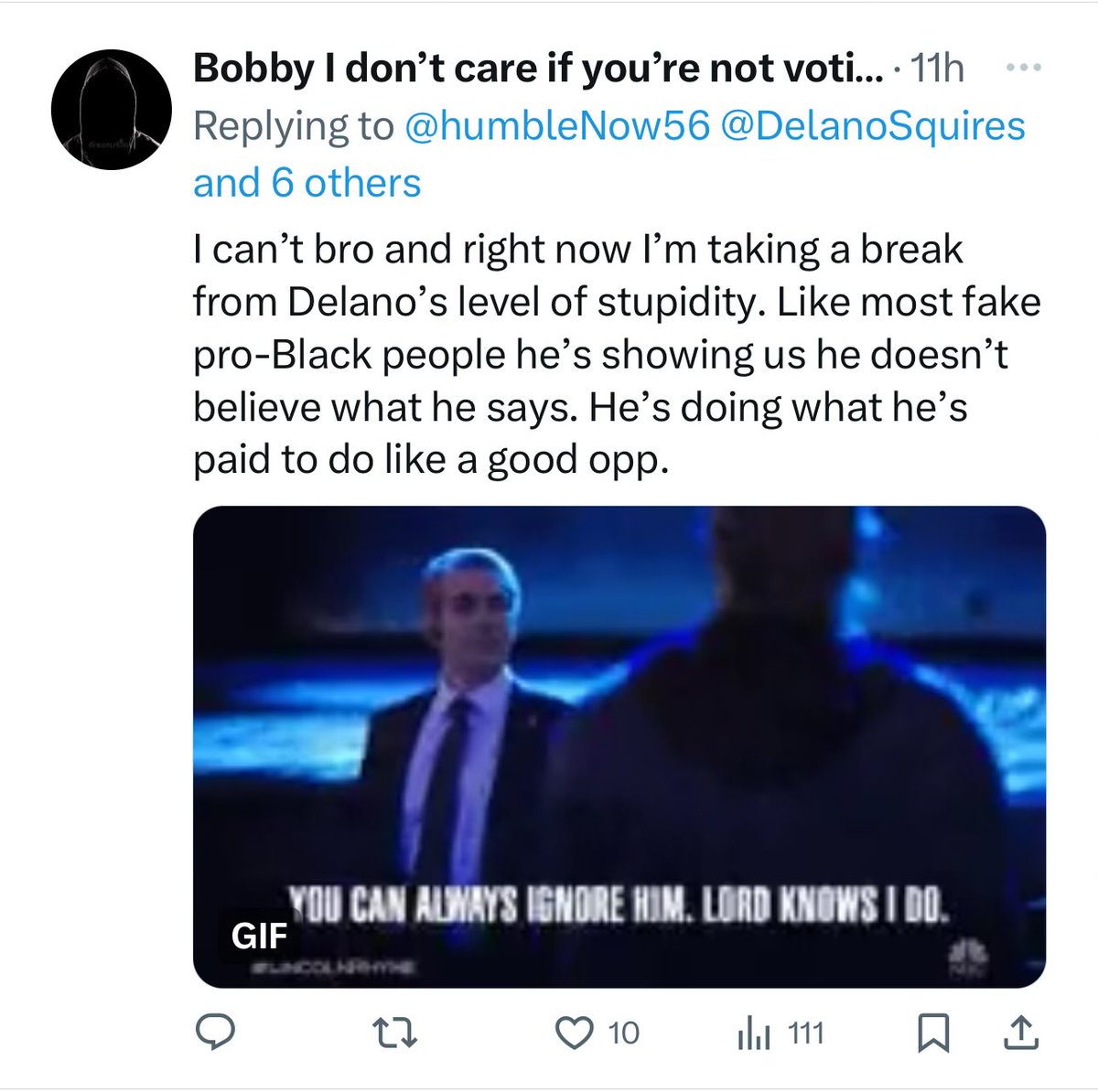 @WWChemMath @DelanoSquires @DrALT14 @shawnesjplife @humbleNow56 @DS_TheKing1 @PaulLee346 @LikeButta3 @jasonwhitlock26 That and he couldn’t go 30 seconds without attacking a Black person unnecessarily. He’s also predictable running to say he’s interested in how Black people move. That’s why I posted this about him earlier.