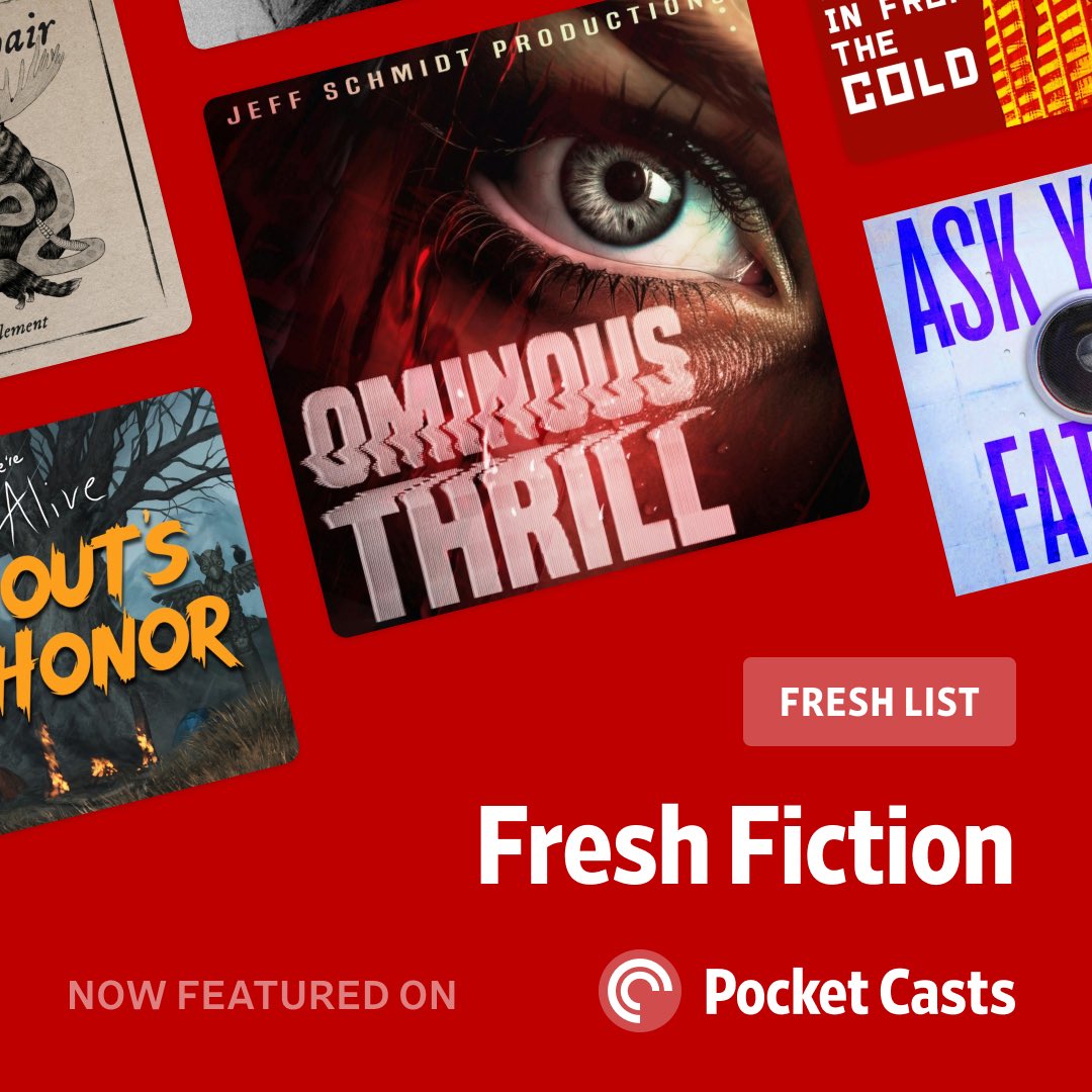 Thrilled to see Ominous Thrill get a signal boost on @pocketcasts “Fresh Fiction” list along side some really amazing shows. 🖤🖤🖤 lists.pocketcasts.com/fresh-fiction @fableandfolly #audiofiction #audiodrama #podcasts
