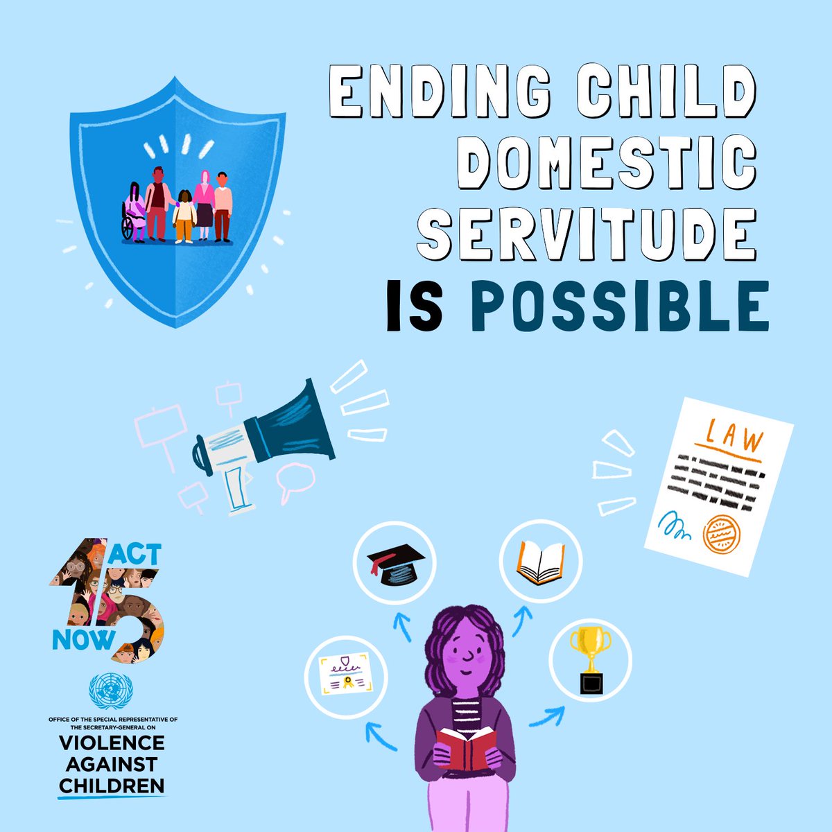 It is estimated globally that at least 17.2 million children work as #DomesticWorkers, of whom over half (11.2 million) are aged between 5 to 14 years. But it is widely unreported, so numbers are likely to be higher. 🔗violenceagainstchildren.un.org/sites/violence… #ActNOWToEndVAC