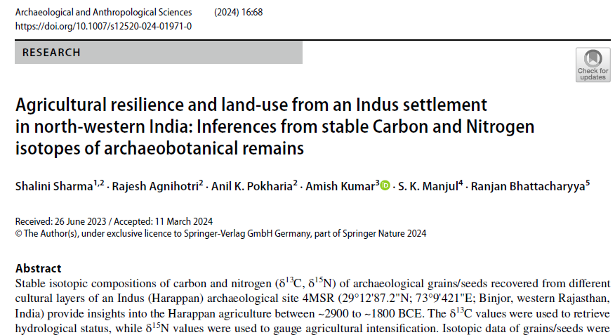 SharmaBot19's tweet photo. Excited to share our new publication #Agricultural resilience of #Indus farmers in north-western India. https://t.co/b8BcMt115L
Congratulations to all authors. Thanks to @BSIP_official https://t.co/8AeBDp1wsb